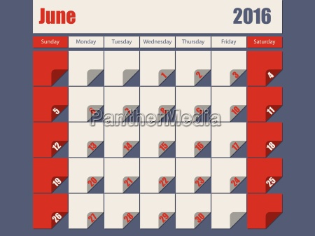 Gray Red Colored 16 June Calendar Royalty Free Photo Panthermedia Stock Agency