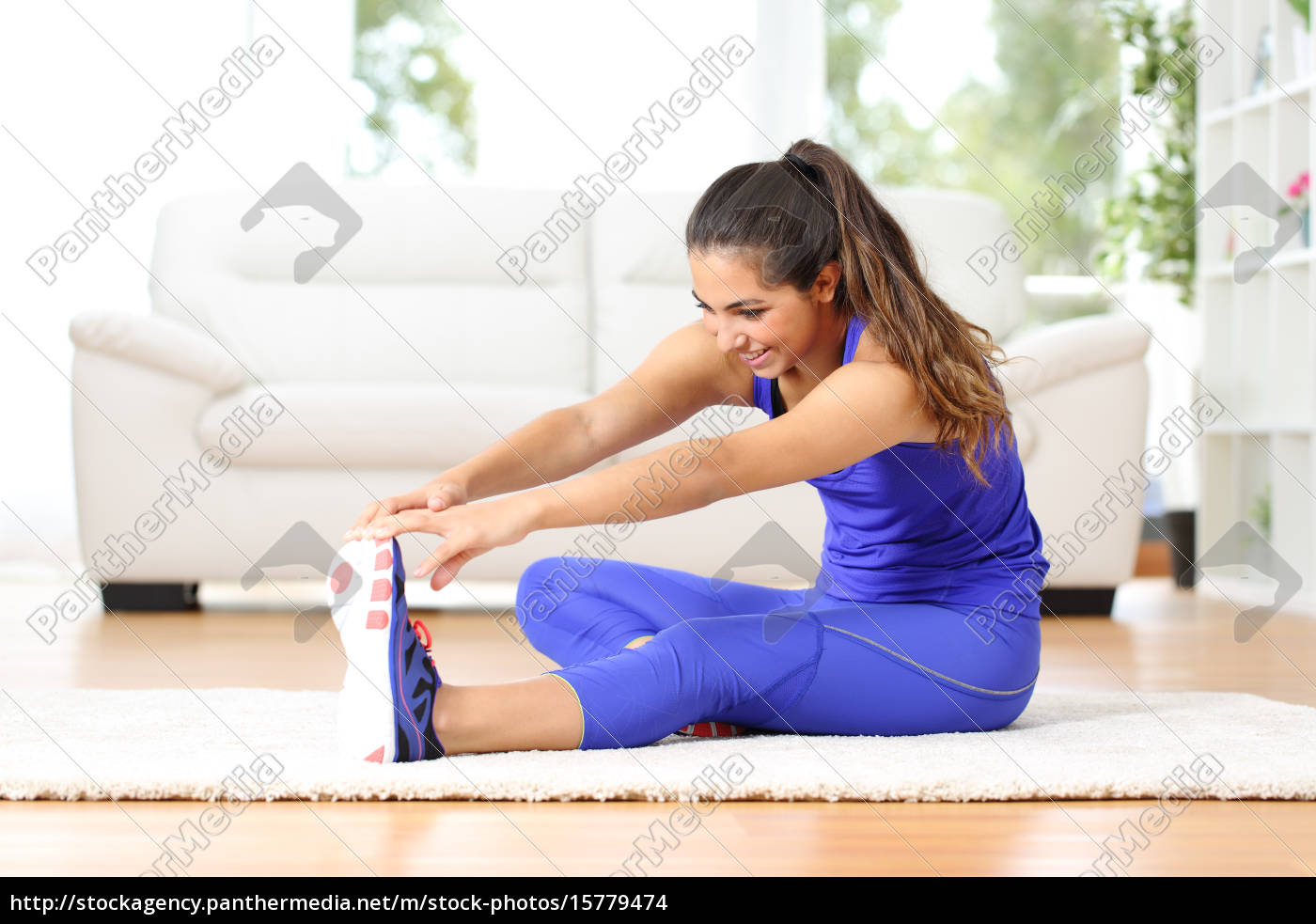 woman stretching legs