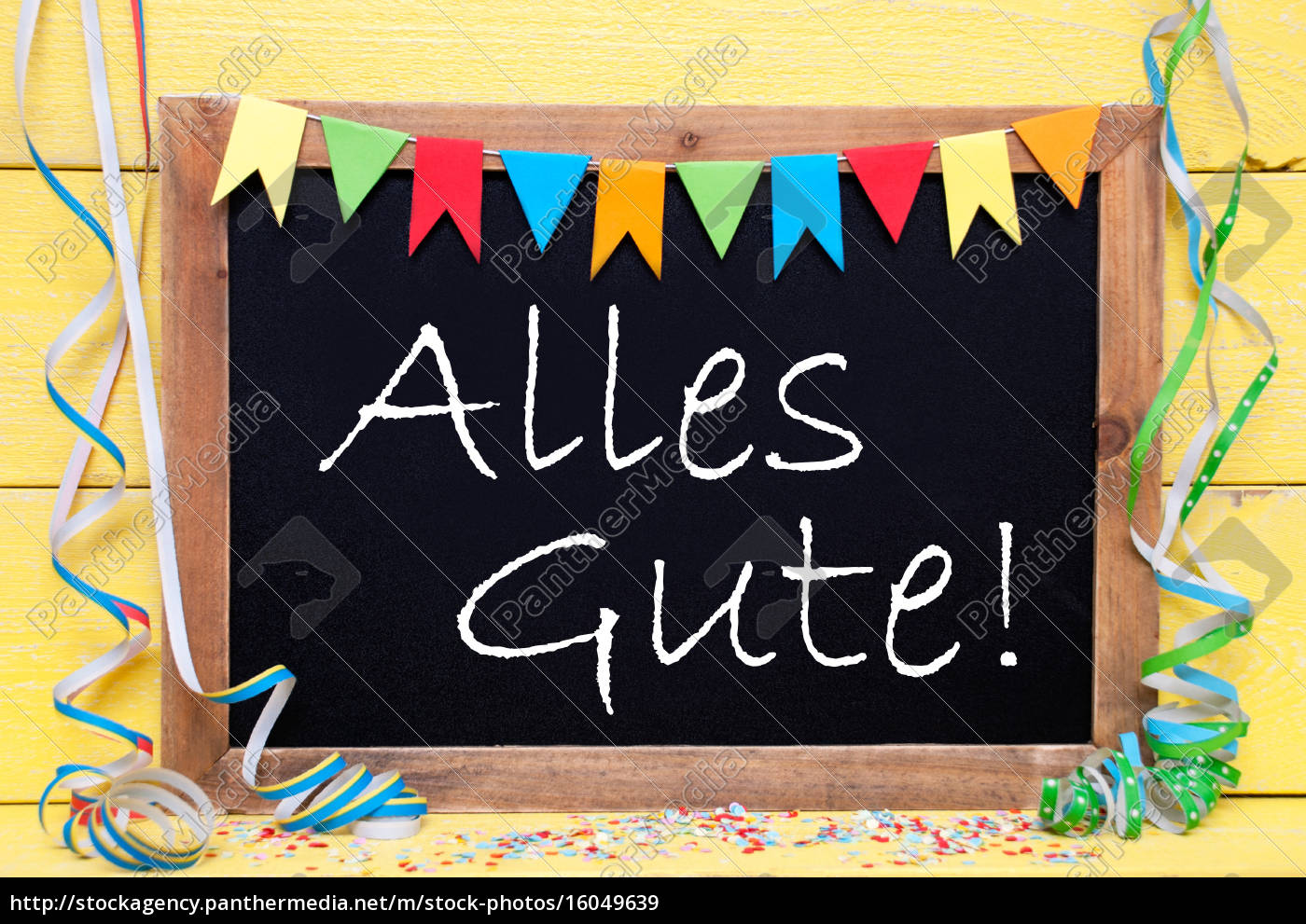 Chalkboard With Party Decoration Text Alles Gute Stock Photo