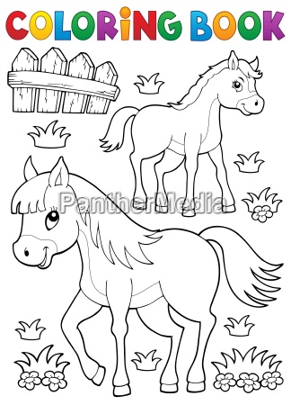 Download Coloring Book Horse With Foal Theme 1 Stock Photo 16072819 Panthermedia Stock Agency