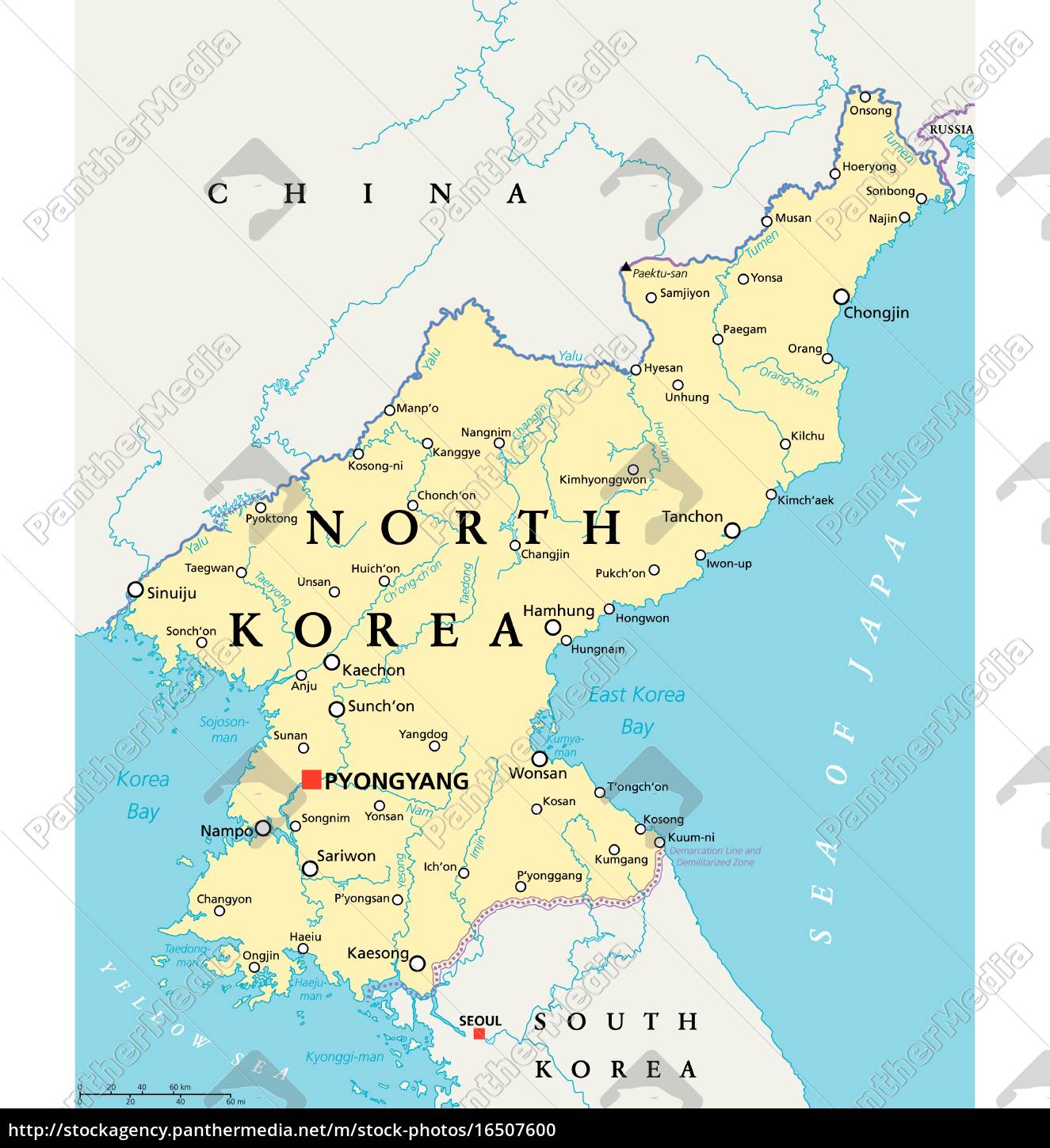Royalty Free Vector 16507600 North Korea Political Map