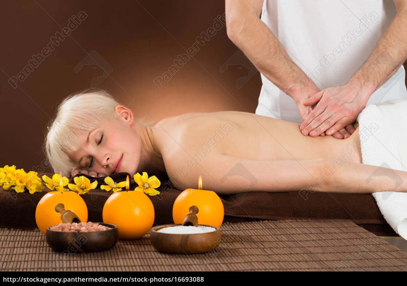 Woman Receiving Back Massage Stock Photo, Royalty-Free