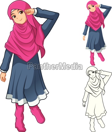 Muslim Girl Fashion Wearing Pink Veil or Scarf with - Royalty free ...