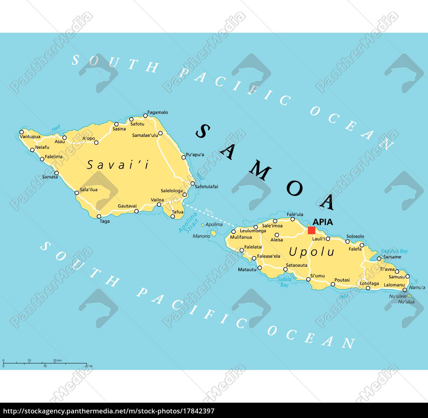 Samoa Political Map Stock Photo 17842397 Panthermedia Stock