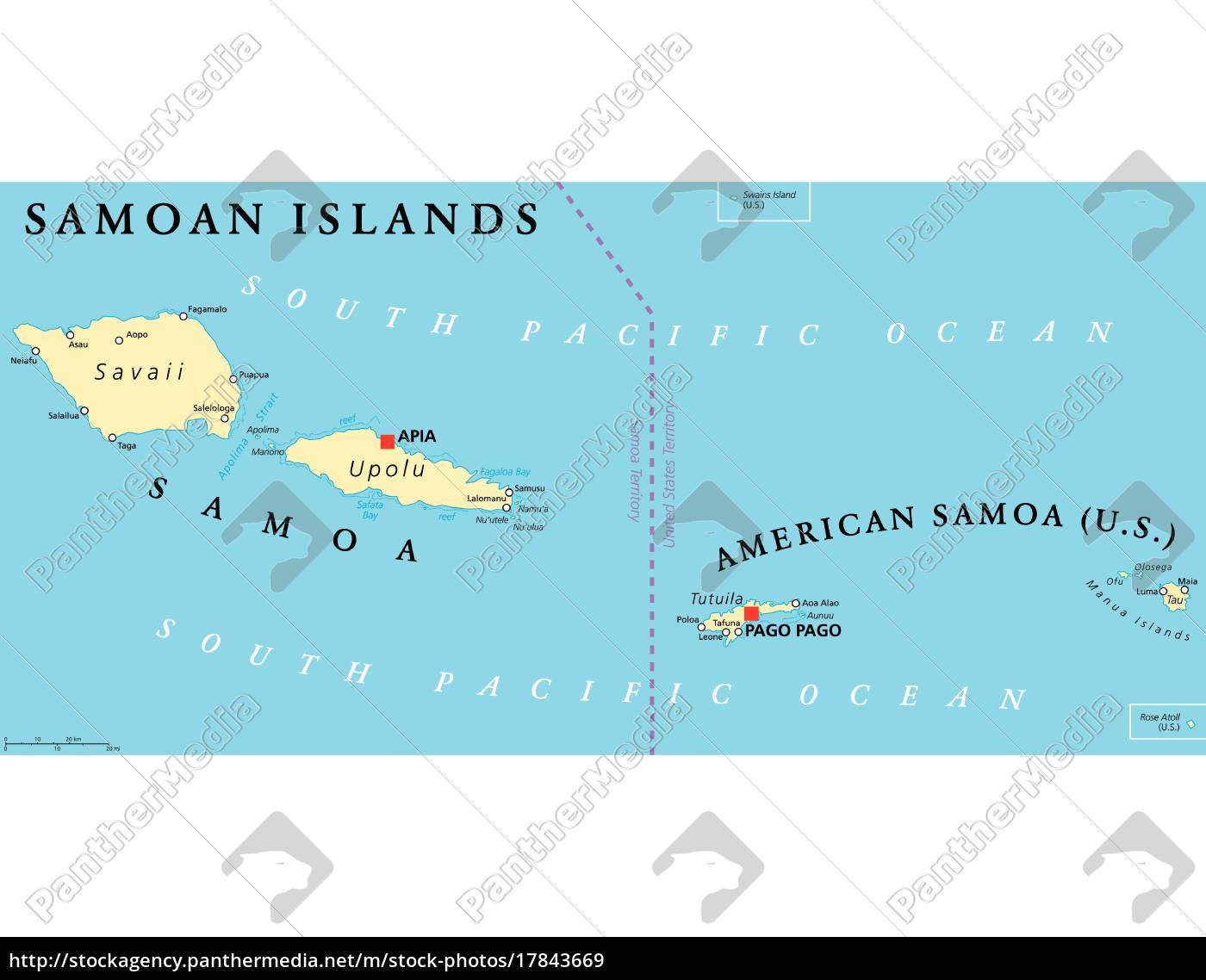 Samoan Islands Political Map Stock Vector Illustratio 7214