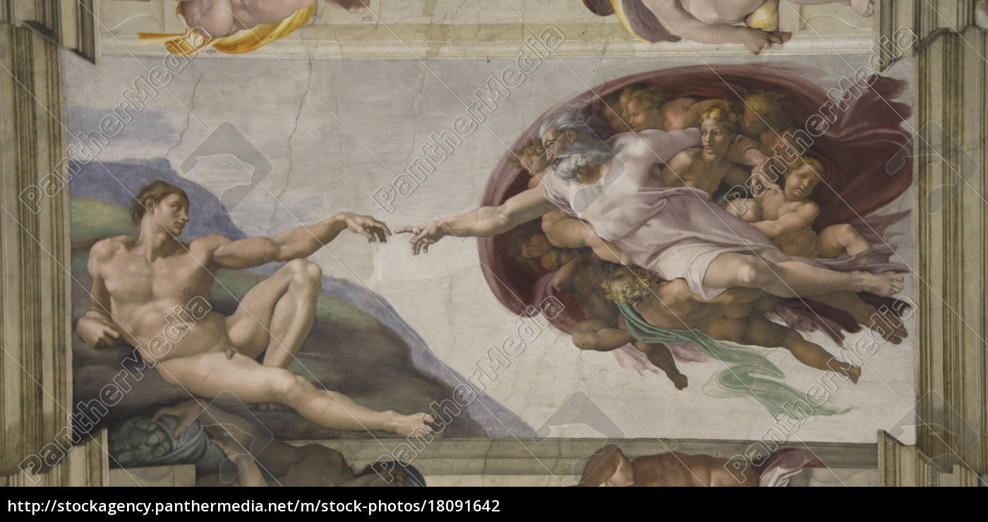 Stock Image 18091642 Painting On Ceiling Of The Sistine Chapel Creation Of Adam