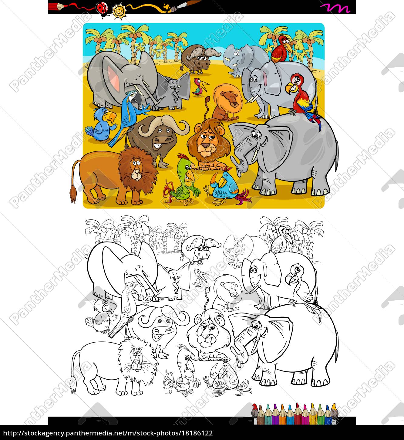 Download Safari Animals Coloring Book Stock Image 18186122 Panthermedia Stock Agency