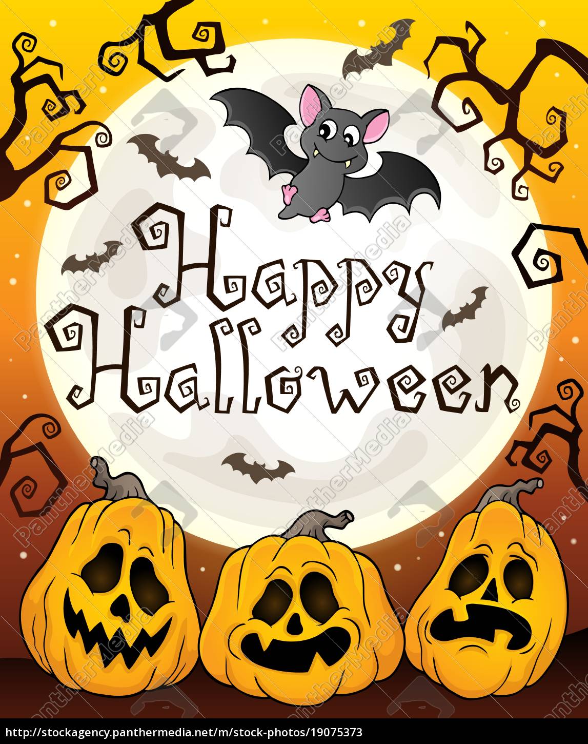 Happy Halloween Sign With Pumpkins 3 Stock Photo Panthermedia Stock Agency