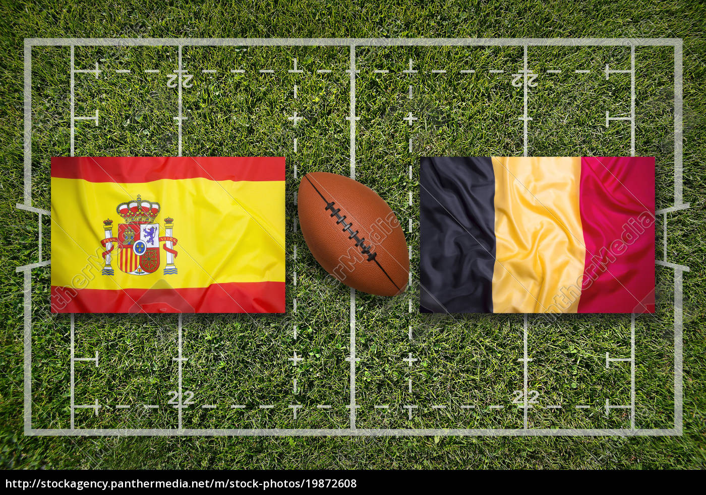 Spain vs. Belgium. flags on rugby field Royalty free photo 19872608 PantherMedia Stock Agency