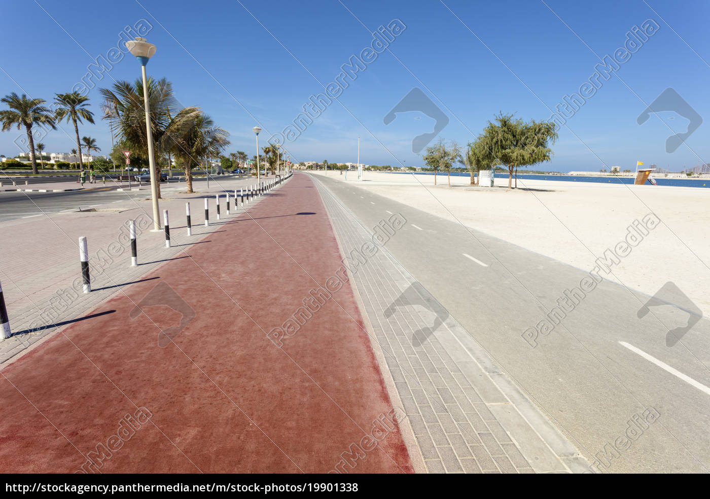 Sunset At Mamzar Beach Park Dubai Uae Stock Photo