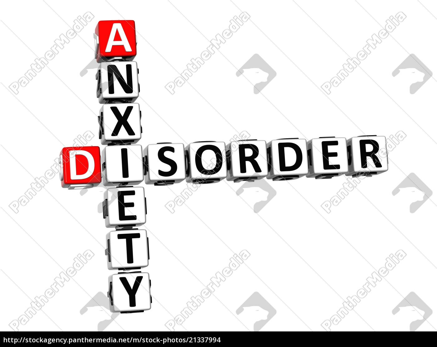 3D Crossword Anxiety Disorder over white background Stock image