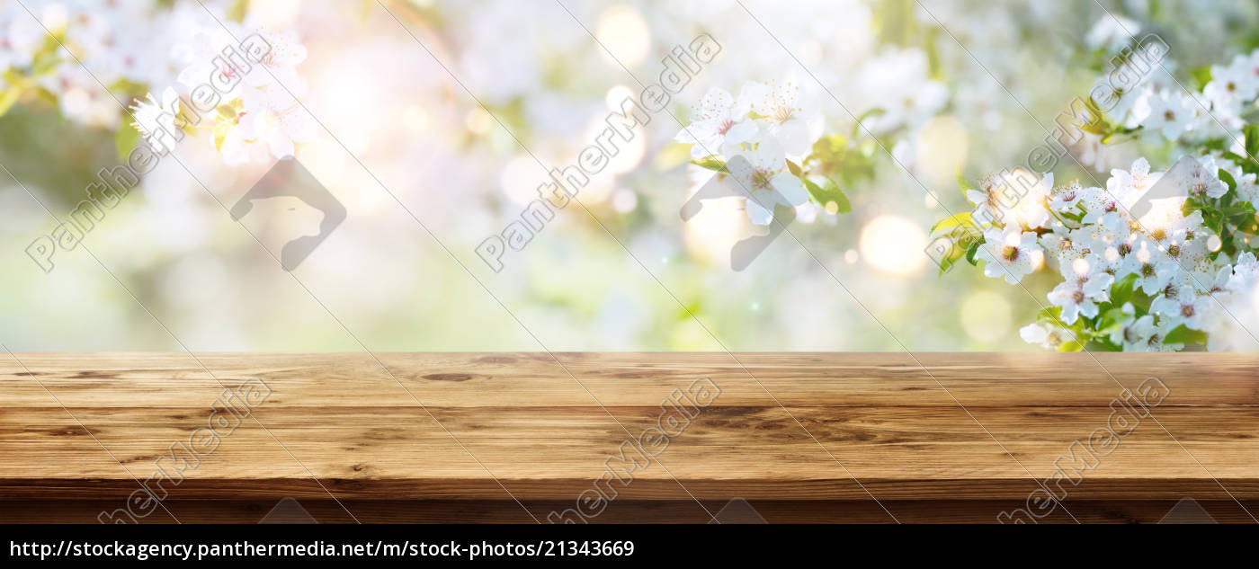 Spring Background With Wooden Table Stock Photo Panthermedia Stock Agency