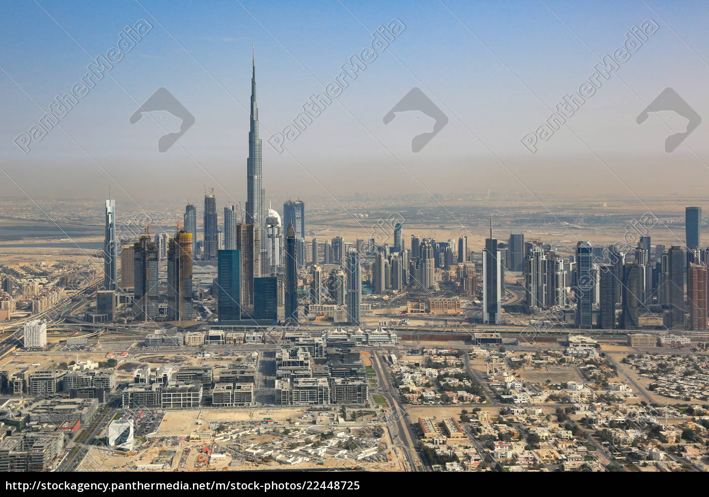 Dubai Skyline Burj Khalifa Skyscraper Aerial View Stock Photo Panthermedia Stock Agency