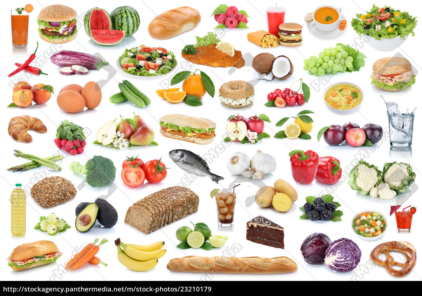 Stock Photo 23210179 - Food Collage Healthy Food Fruits And Vegetables  Fruits