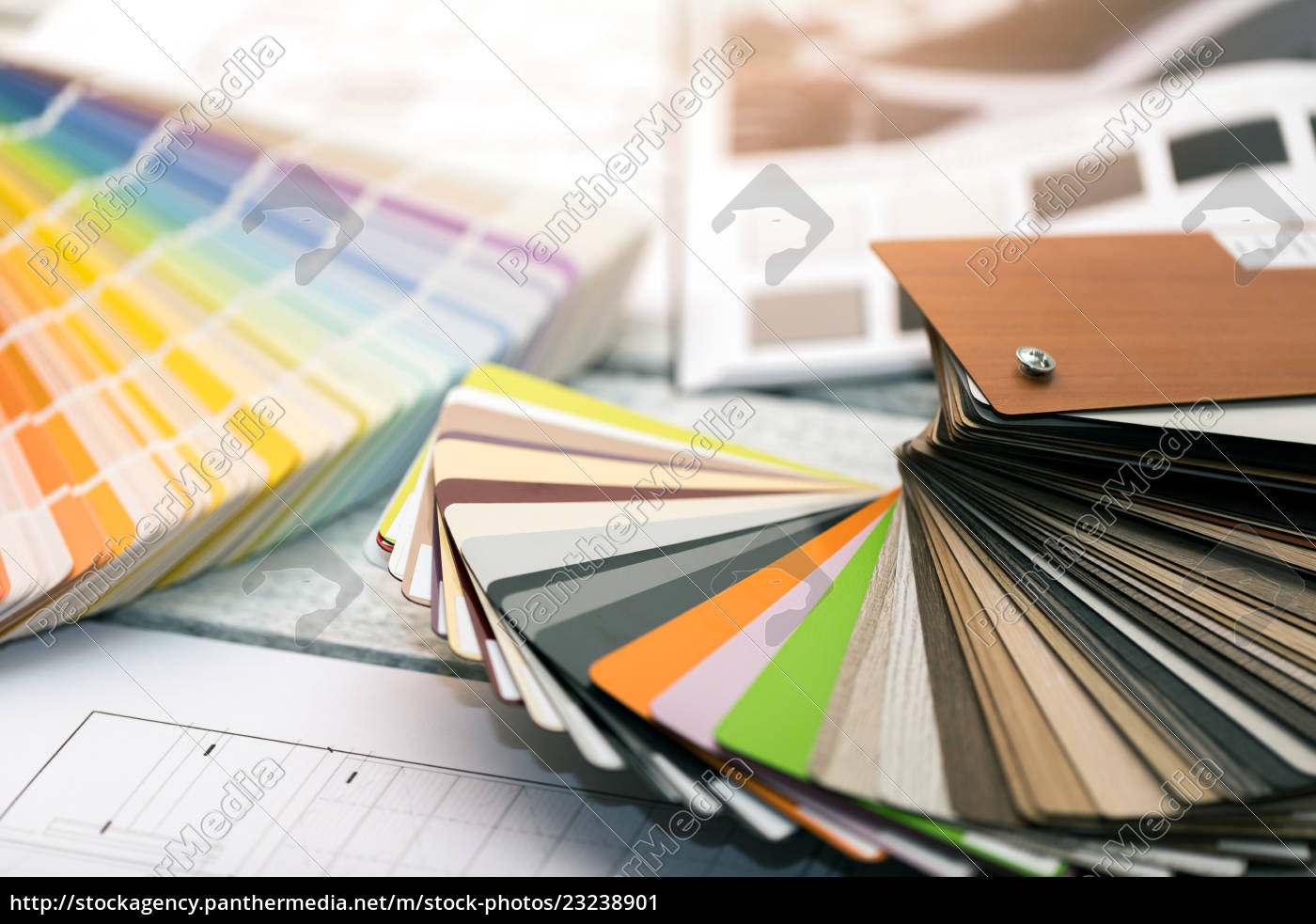 Stock Photo 23238901 Interior Design Paint Color And Furniture Material Samples
