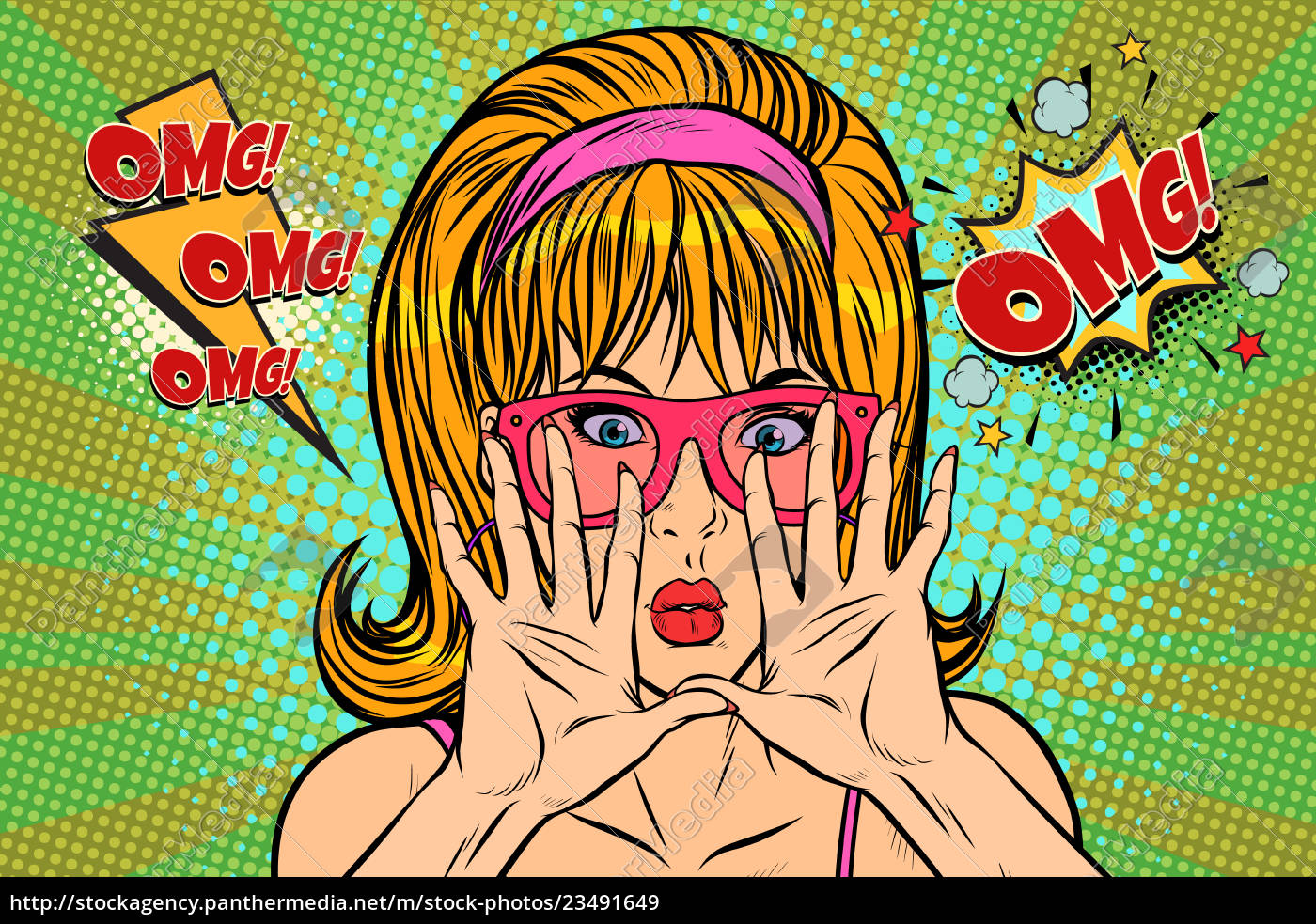 Omg Pop Art Woman Hid Her Face Stock Photo 23491649 Panthermedia Stock Agency
