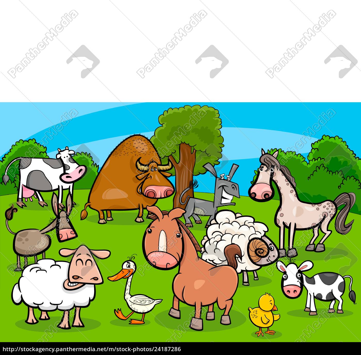 Cartoon Farm Animal Characters Group Stock Image 24187286