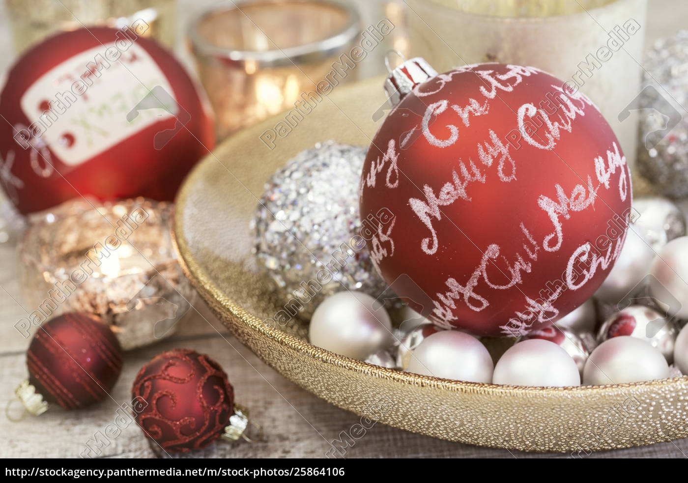 Silver Red Christmas Still Life Stock Image 25864106