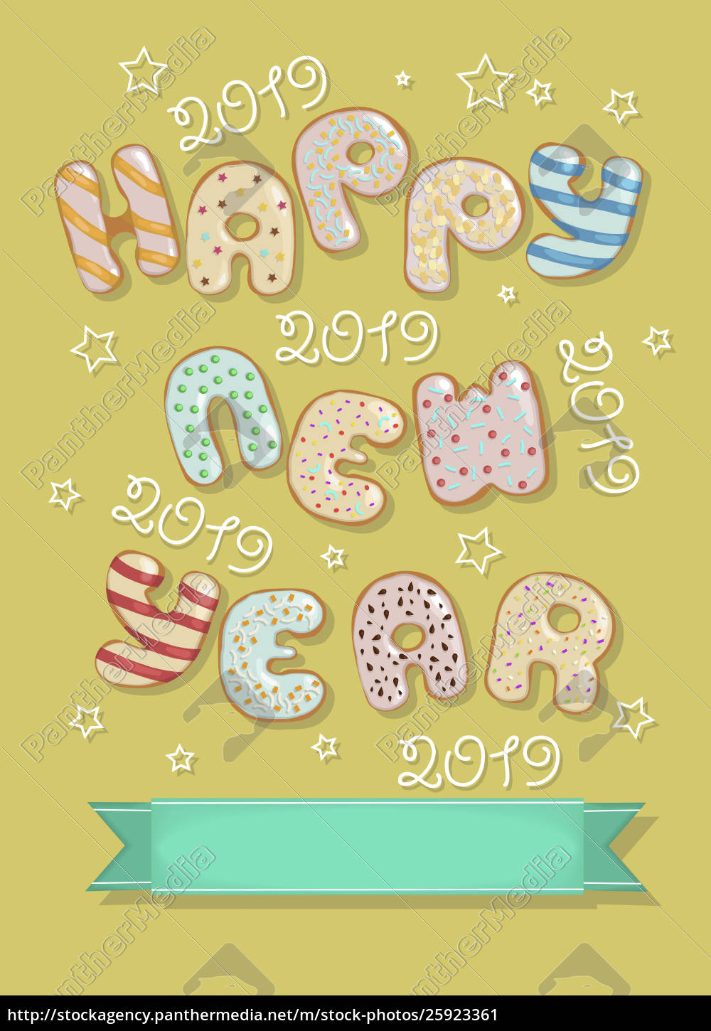 Happy New Year 19 Funny Donuts Stock Photo Panthermedia Stock Agency