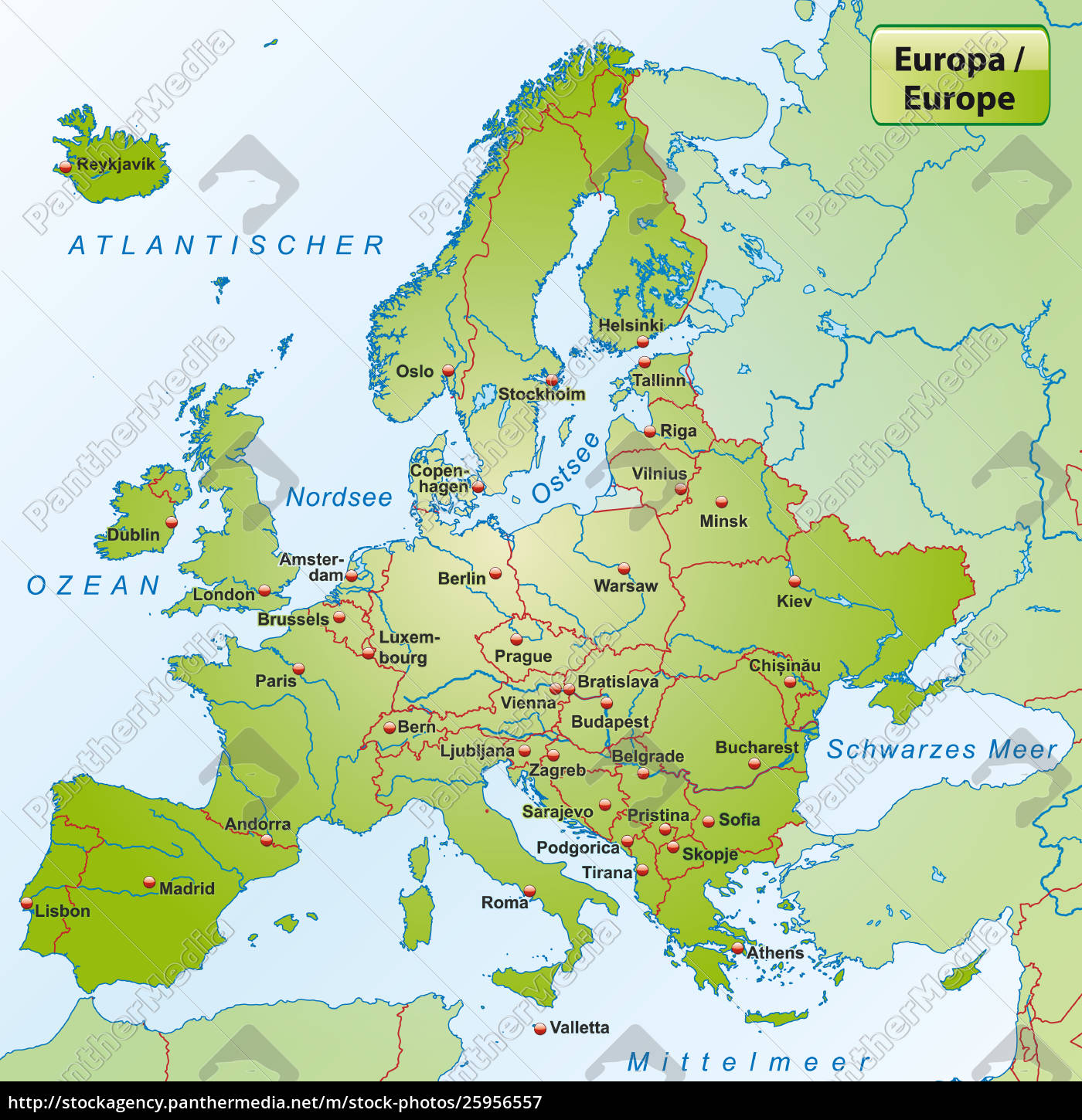 Map of Europe with capital cities - Stock Photo - #25956557 ...