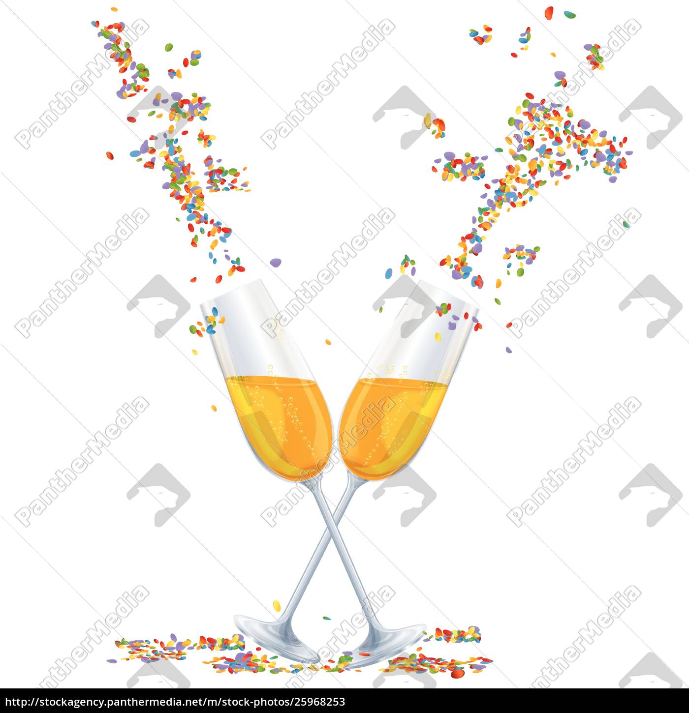 Sparkling Wine Champagne Glasses And Confetti At A Stock Photo Panthermedia Stock Agency