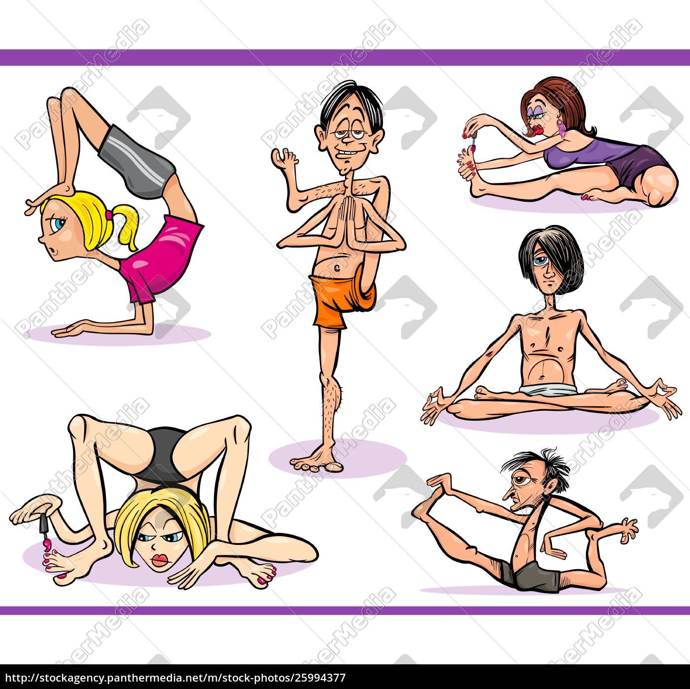 People In Yoga Position Humor Cartoon Stock Photo Panthermedia Stock Agency