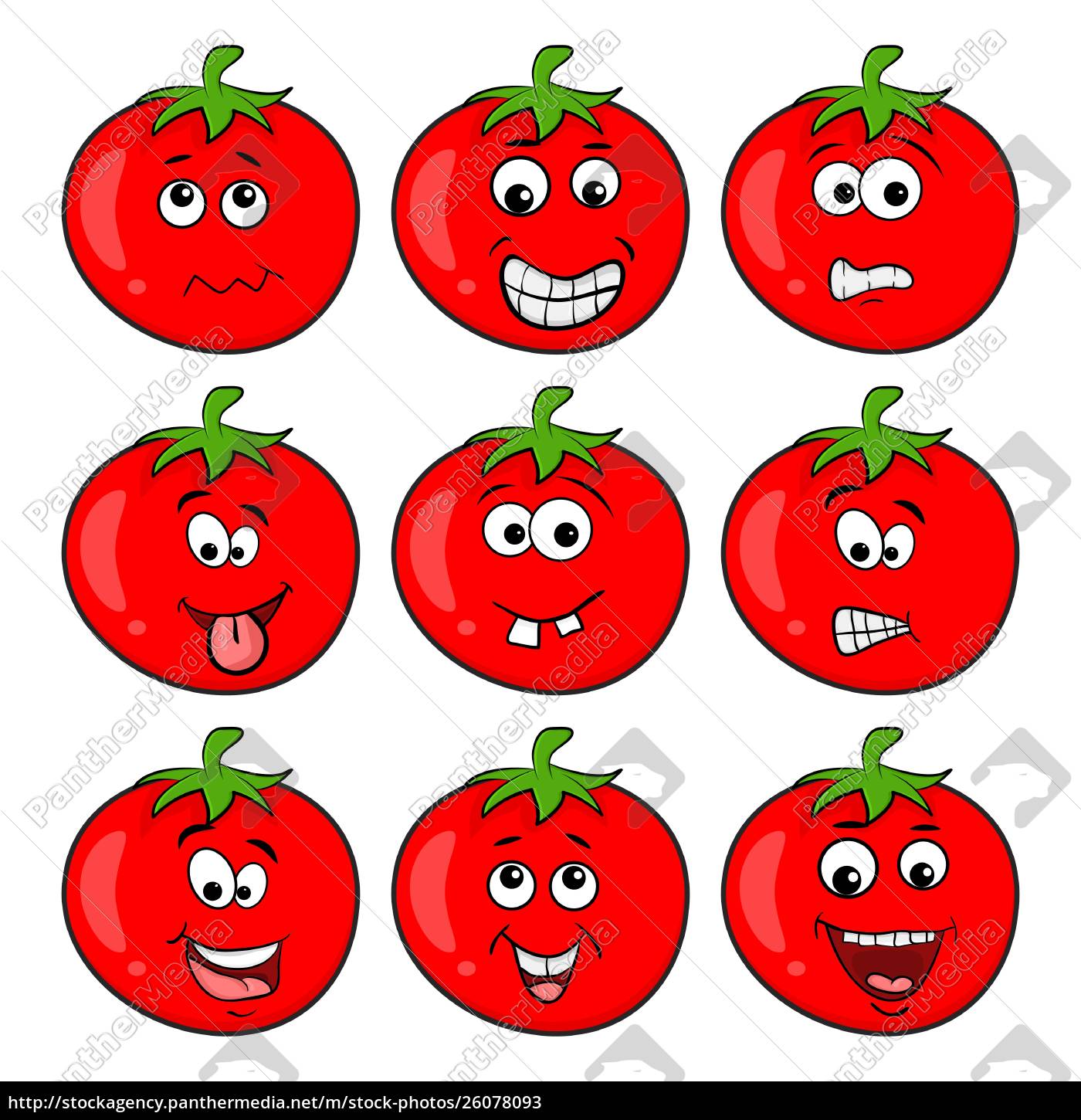 Funny Tomato Character Set Cartoon Design Isolated On Stock Photo 26078093 Panthermedia Stock Agency