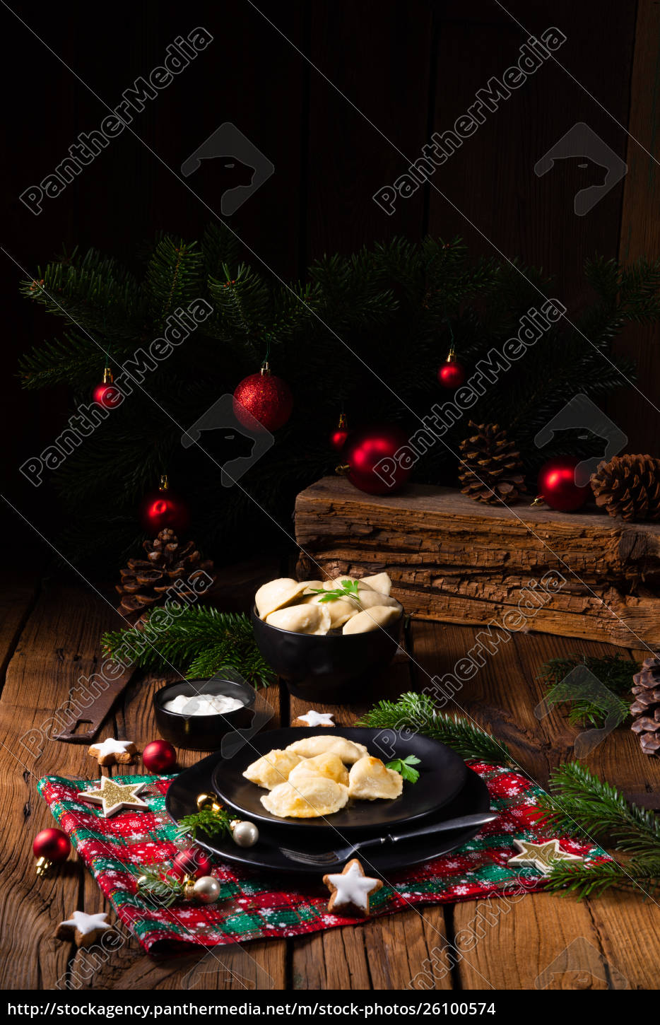 Polish Christmas pierogi with sauerkraut and mushrooms - Stock image ...