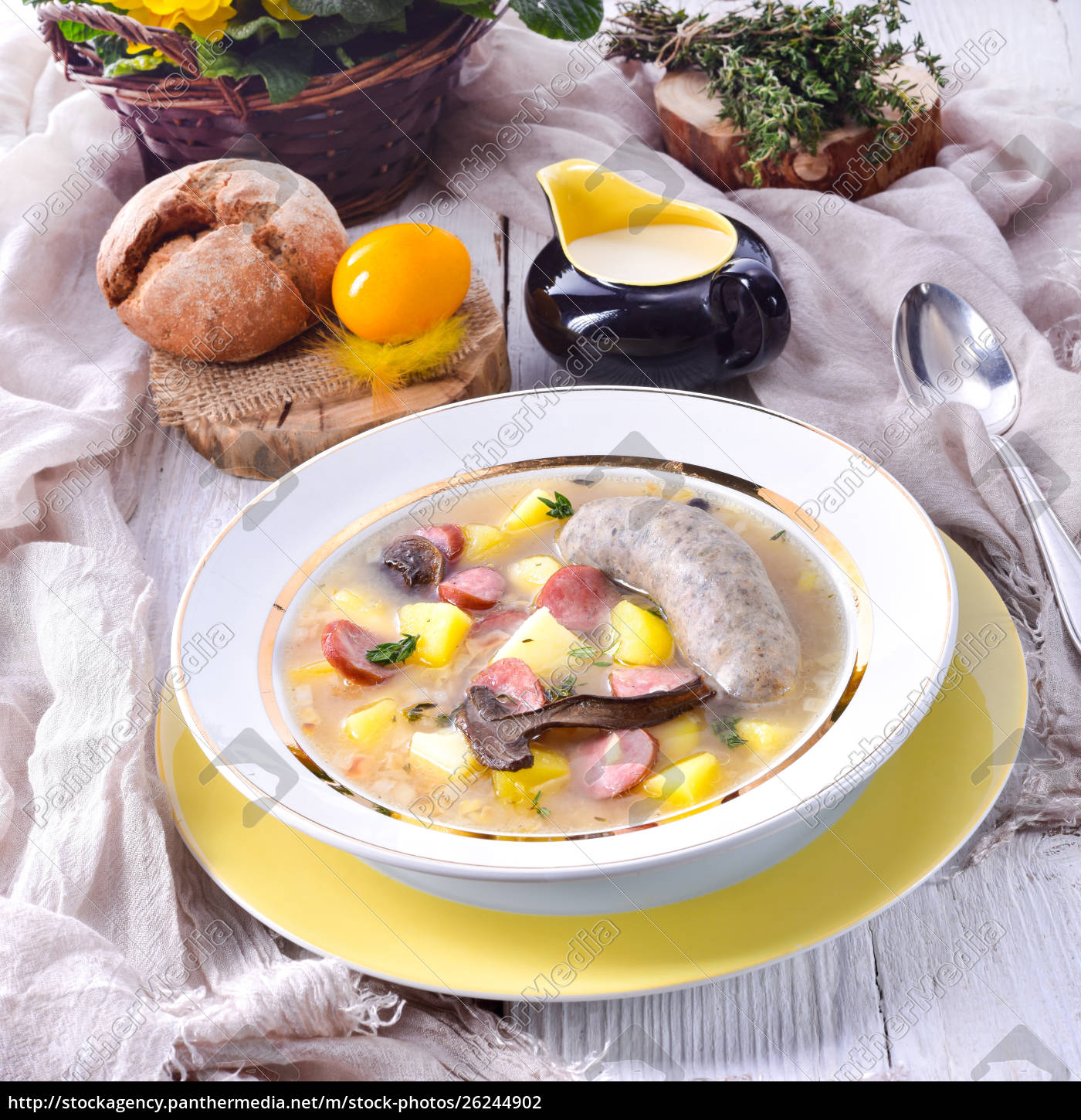 A Polish Easter Soup With Homemade White Sausage And Stock Image 26244902 Panthermedia Stock Agency