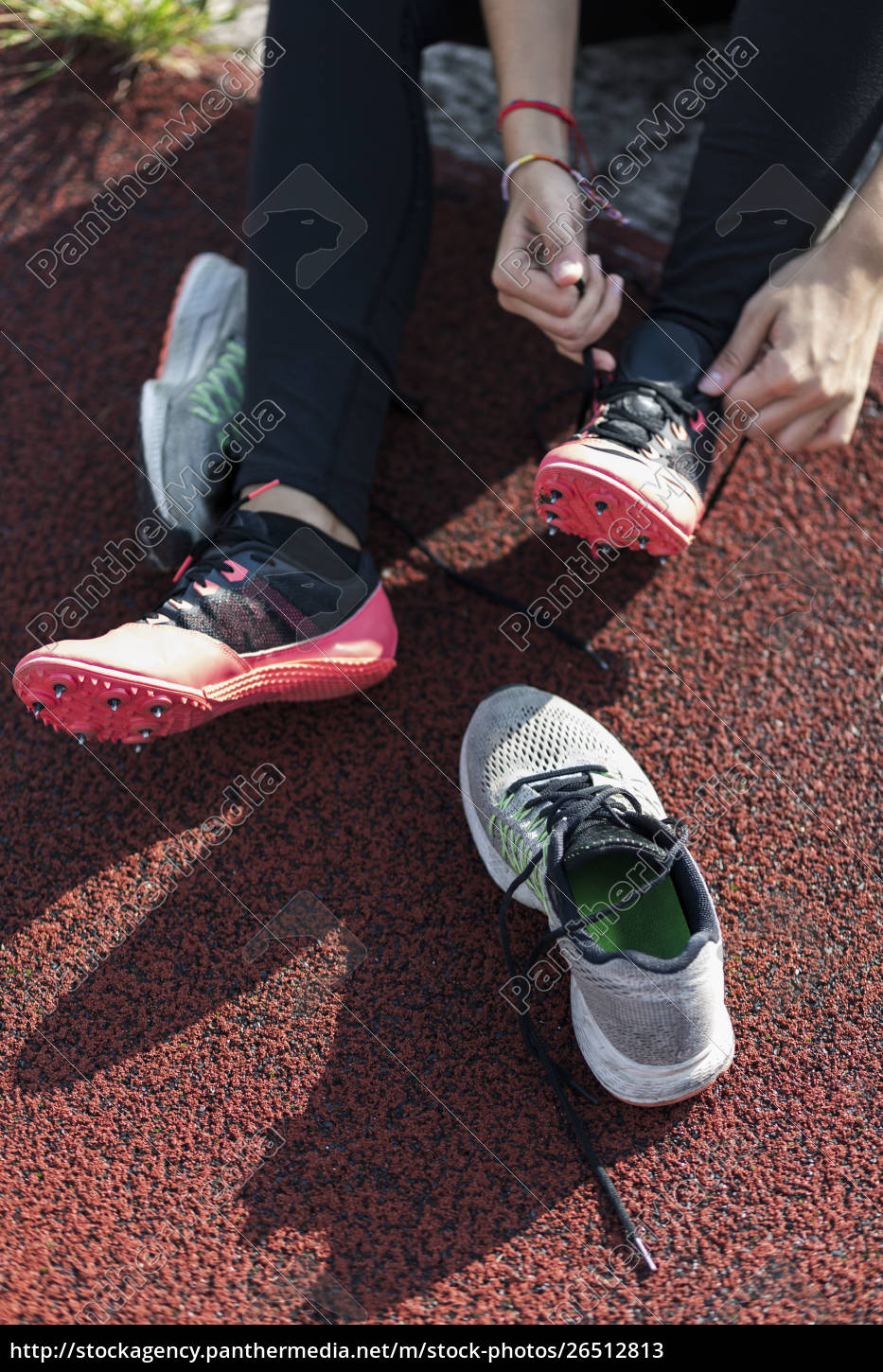 Teenage Girl Changing Shoes For Running Training Stock Photo Panthermedia Stock Agency