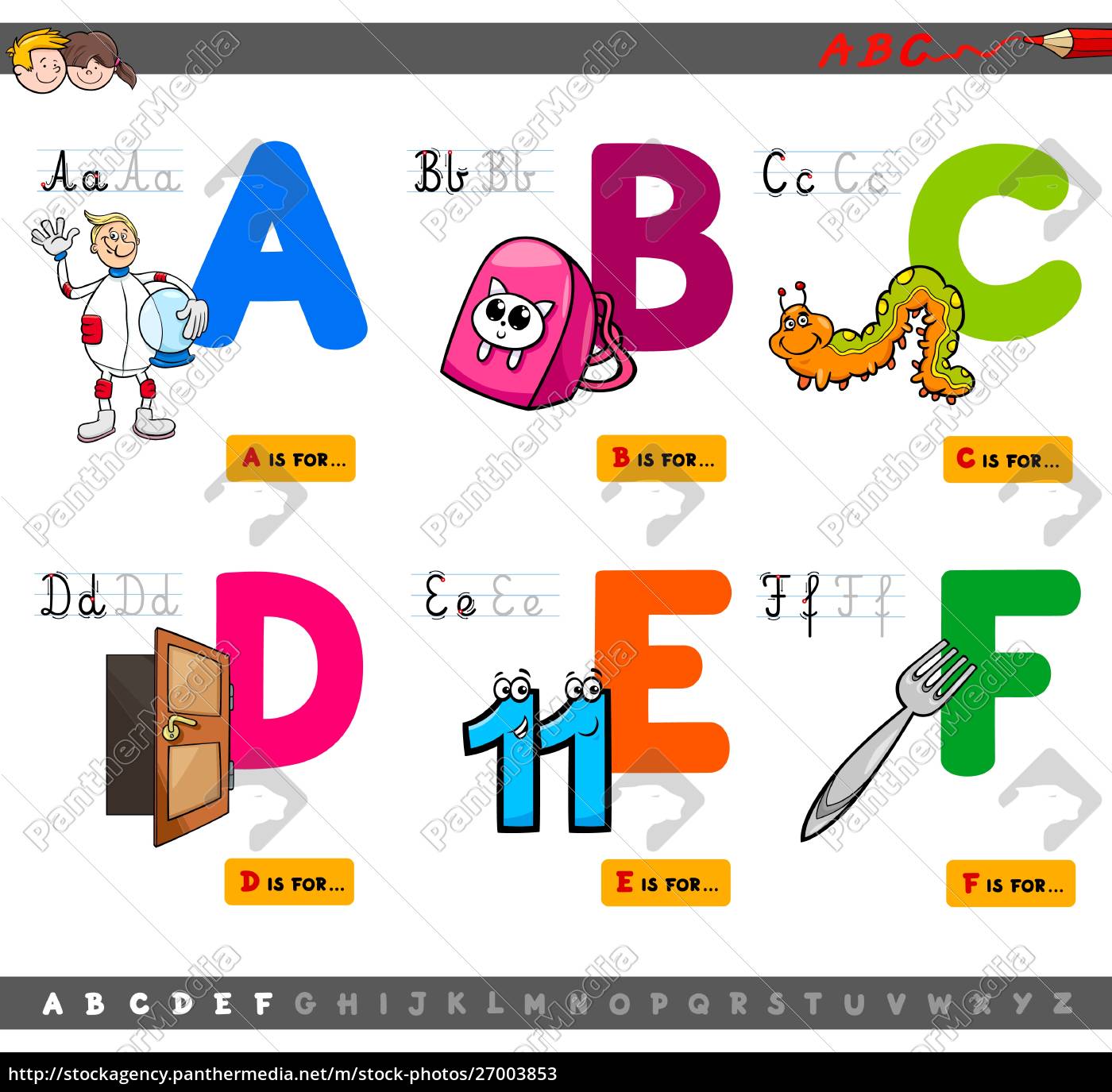 Educational Cartoon Alphabet Letters For Kids Stock Photo Panthermedia Stock Agency