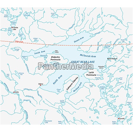 Map of the Great Bear Lake Northwest Territories canada - Royalty free