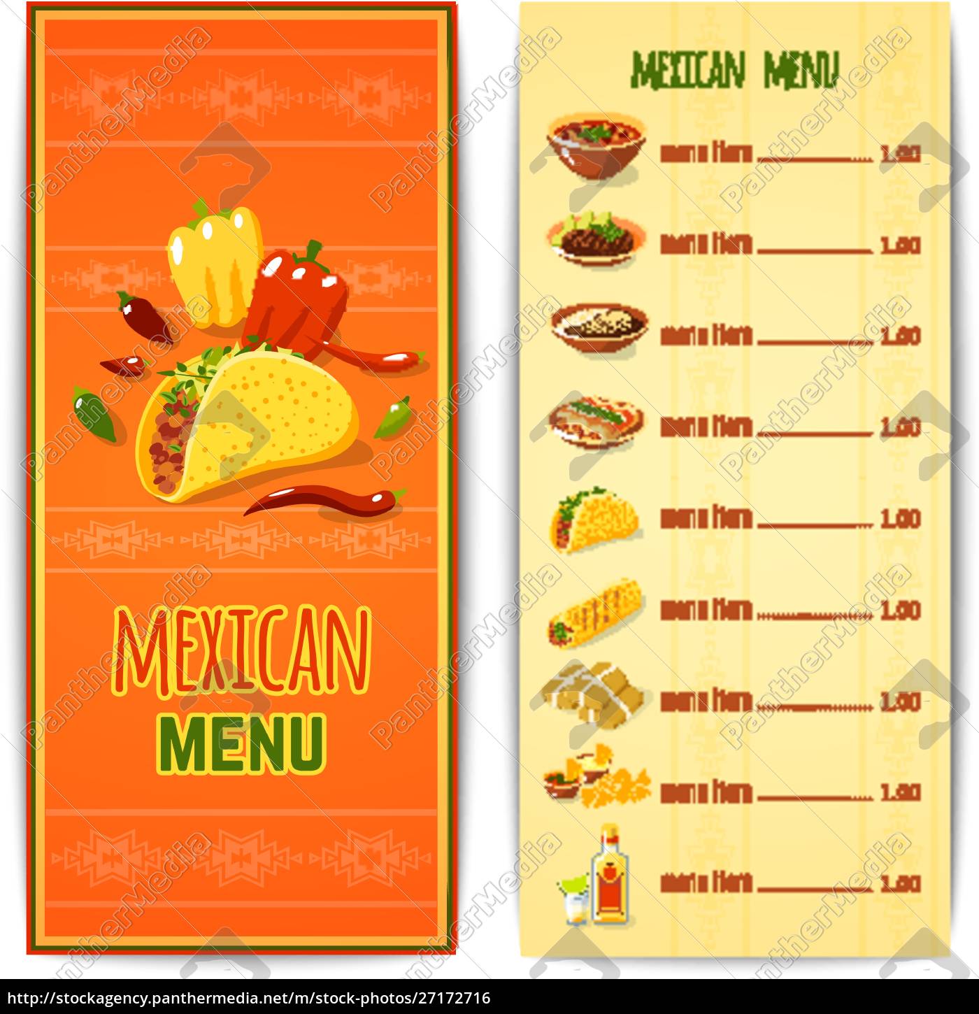 Mexican restaurant menu template with traditional - Royalty free Inside Mexican Menu Template Free Download