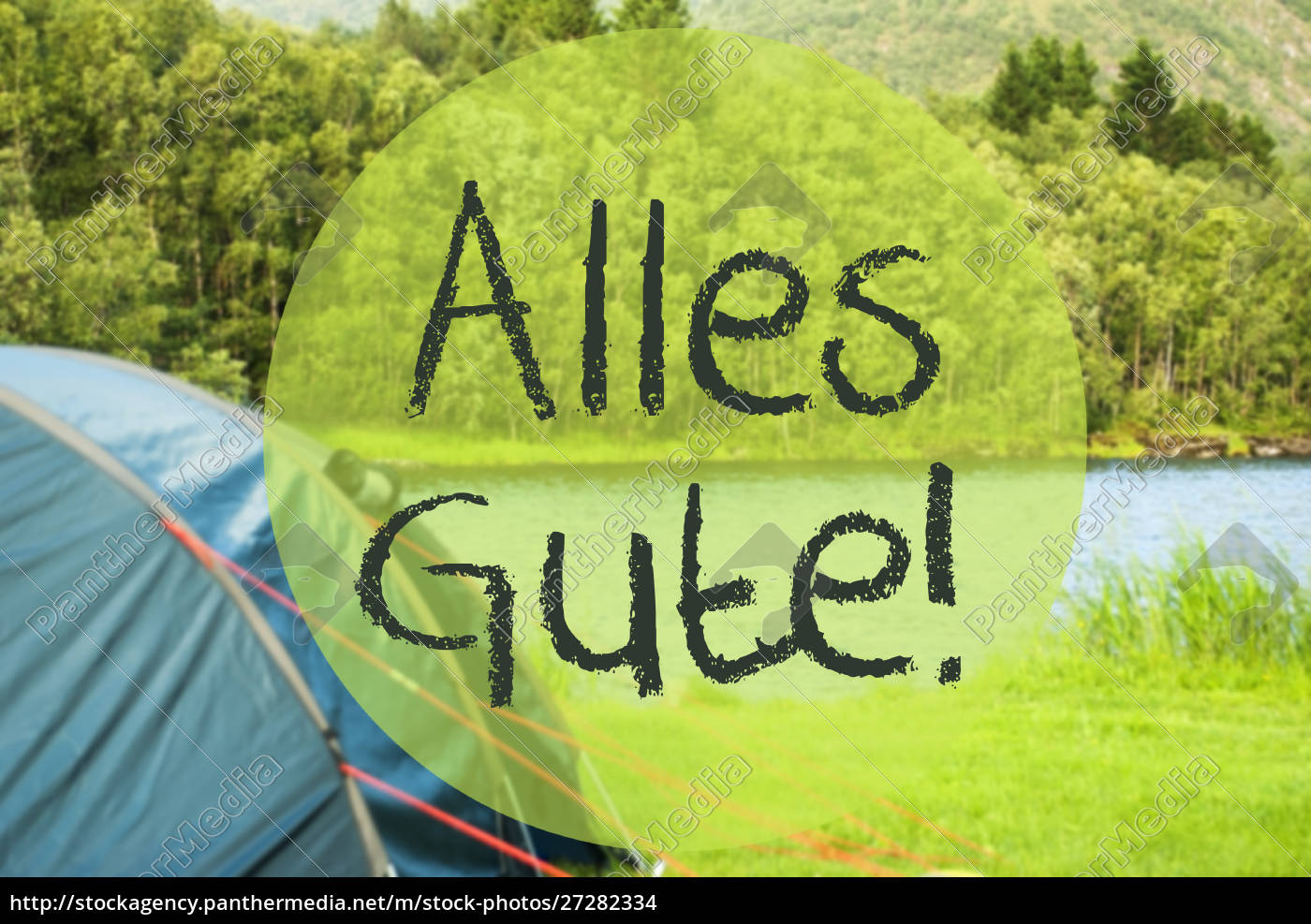 Lake Camping Alles Gute Means Best Wishes Stock Image 27282334 Panthermedia Stock Agency