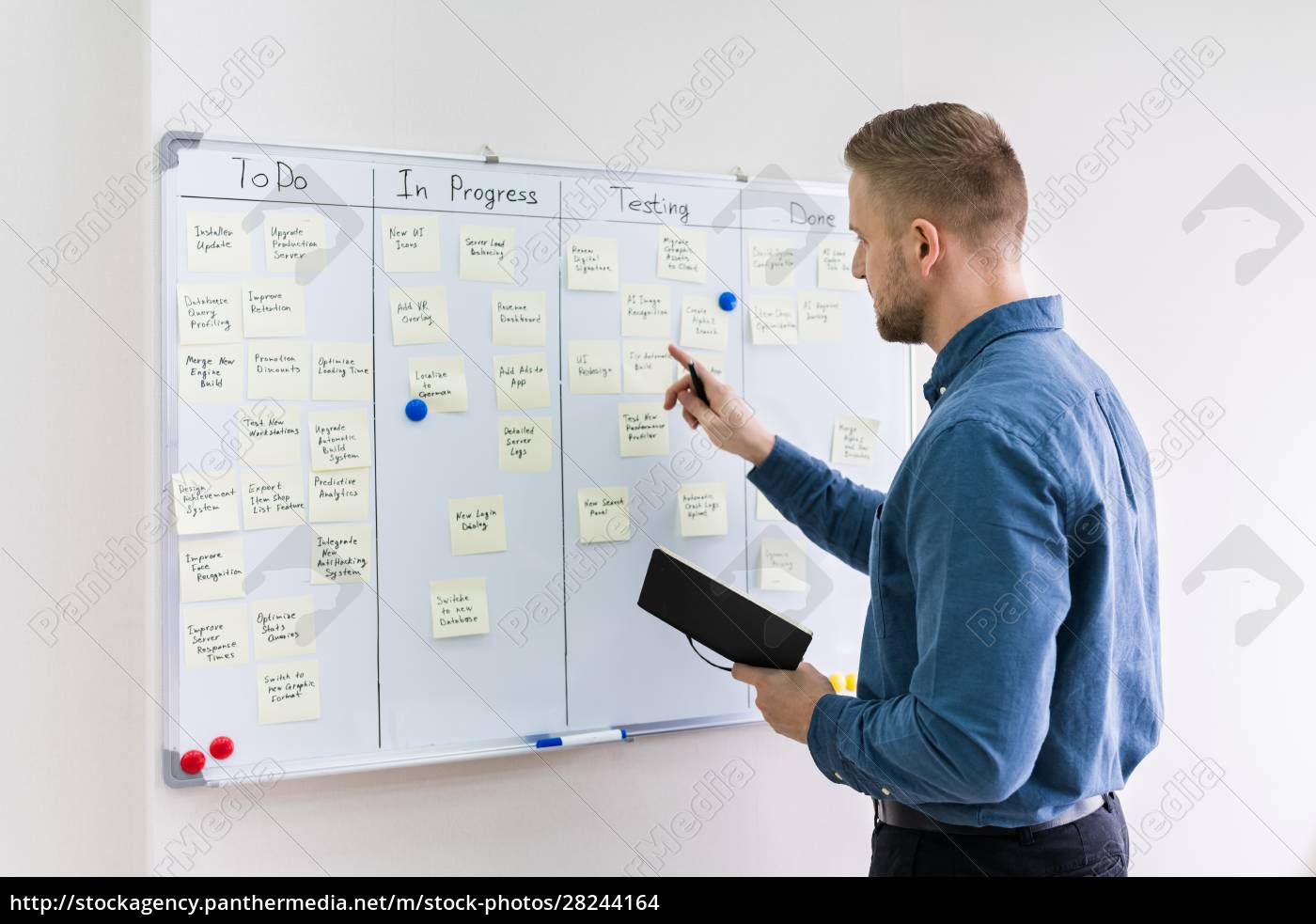 Businessman Writing On Sticky Notes Royalty Free Photo Panthermedia Stock Agency