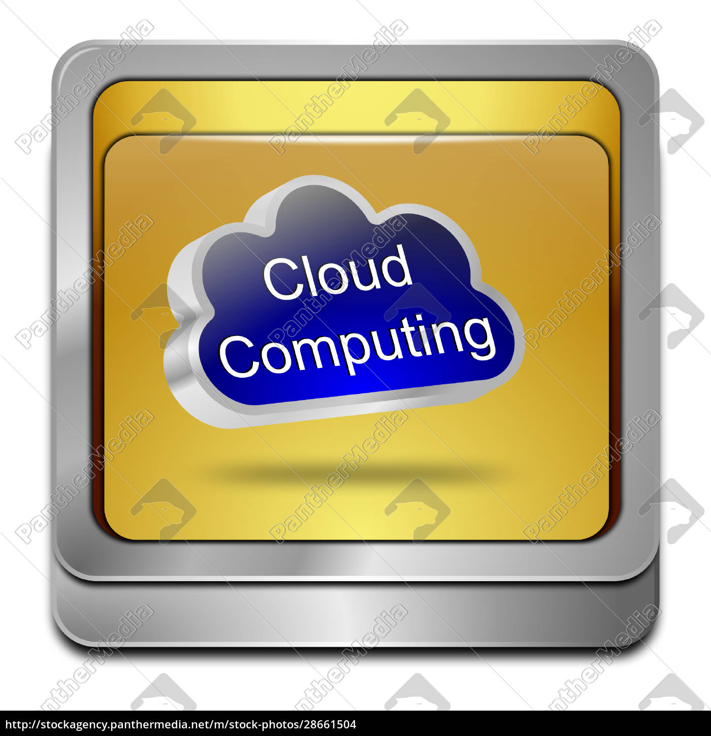 Golden Blue Cloud Computing Button 3d Illustration Royalty Free Photo Panthermedia Stock Agency