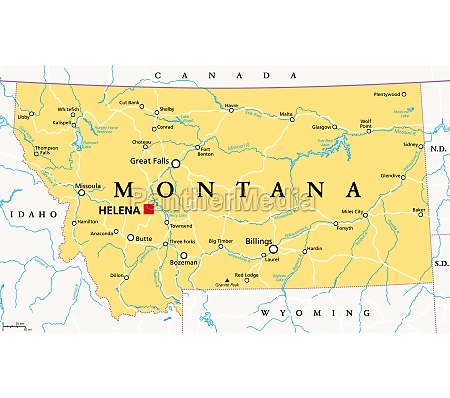 Montana MT political map US state Big Sky Country - Royalty free photo ...