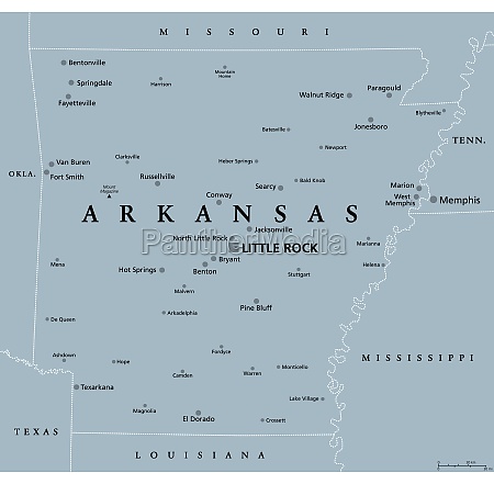 Arkansas Ar Political Map Us State Nicknamed The - Stock Photo 