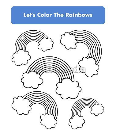 Rainbow Coloring Book Page In Letter Page Size. - Royalty free photo ...